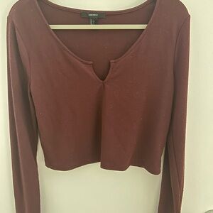 Forever 21 Women's Burgundy Long Sleeve Top